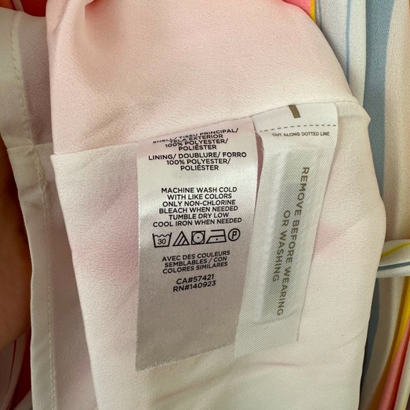 Loft Womens Large Petite Rainbow Striped Pleated Belted Midi Dress - Picture 7 of 7